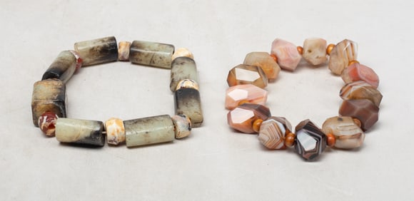 Estate Chinese Agate & Jade Prayer Beads