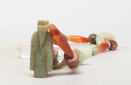 Rare Chinese Jade, Agate, Crystal Necklace