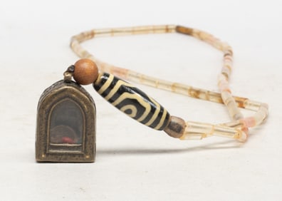 Chinese/ Tibetan Dzi Beads, Crystal Necklace