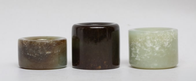 Set Chinese Jade Carved Thumb Rings