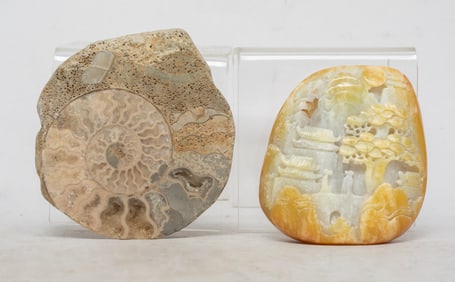 Vintage Chinese Jade & Fossil