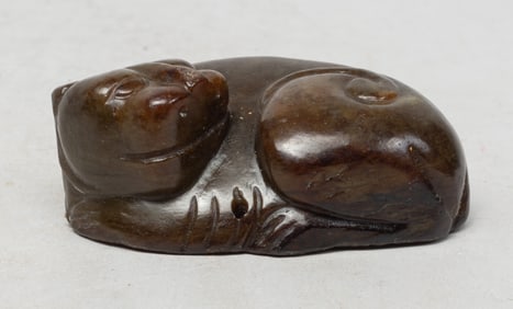 Estate Chinese Russet Jade Beast Sculpture