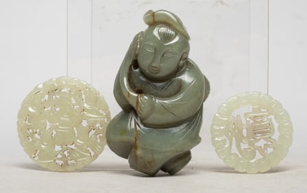 Estate Chinese Jade Toggle & Pendants