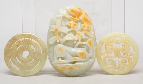Estate Set Chinese Jade Carved Pendants