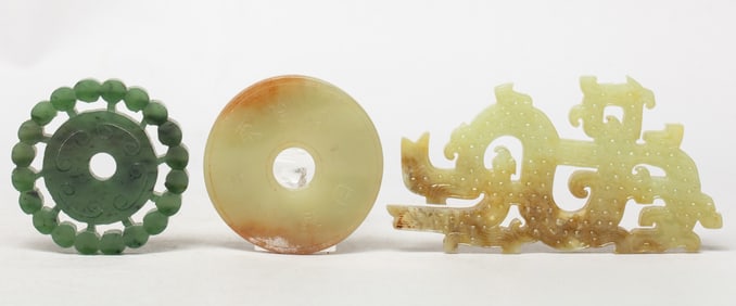 Estate Set Chinese Jade/ Stone Carved Pendants