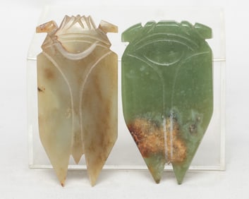 Two Chinese Jade Pendants of Cicada