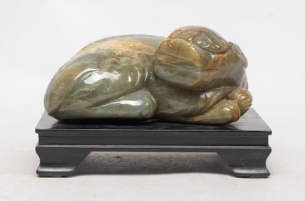 Rare Large Chinese Jade Beast on Stand