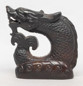 Large Chinese Burnt Jade Dragon Sculpture