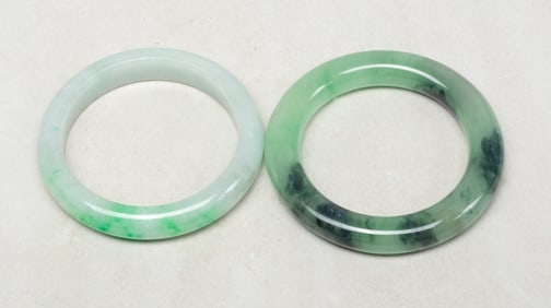 Estate Two Chinese Colored Stone Bangles