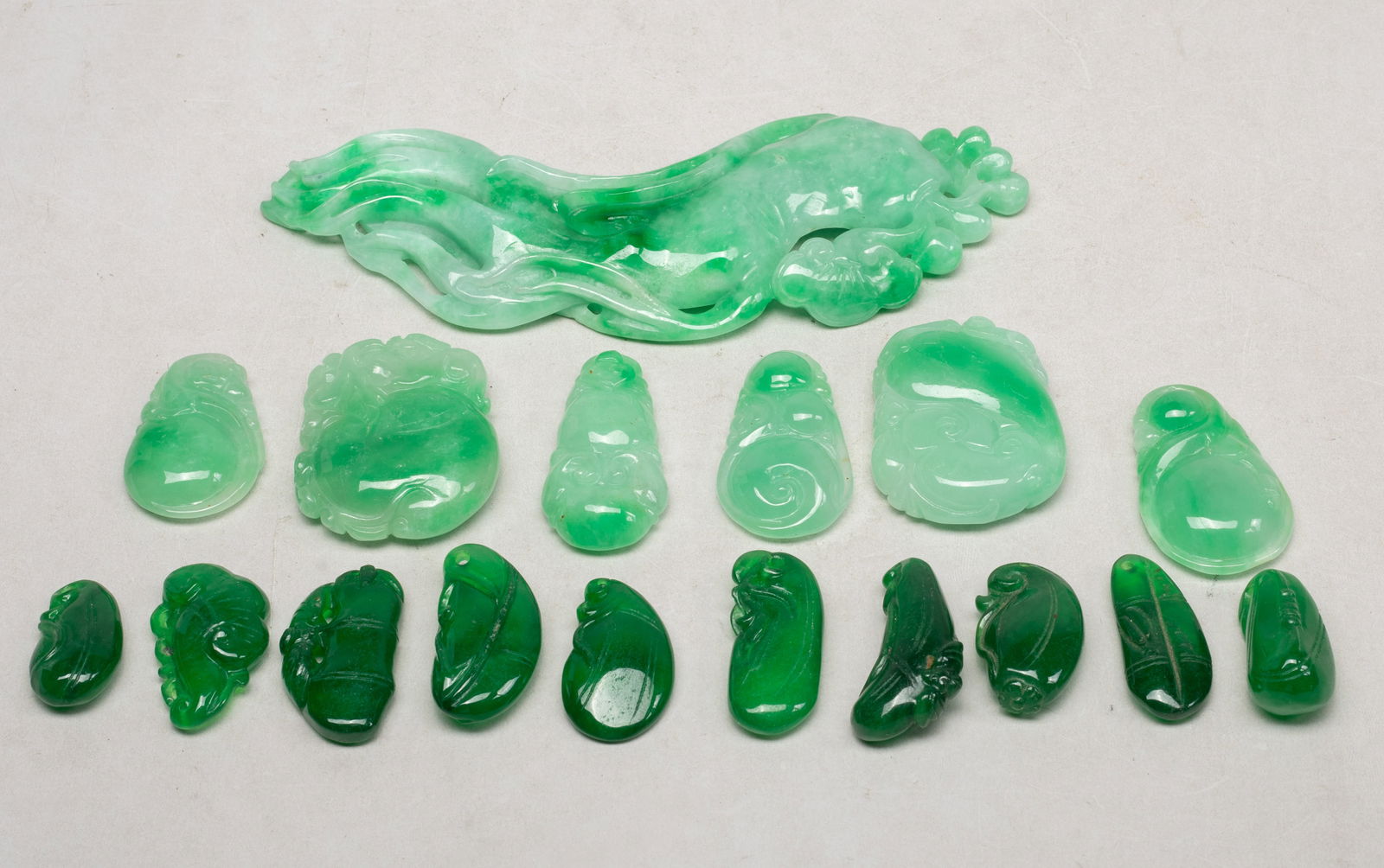 Large Set Chinese Jade/ Colored Stone Carvings (1 of 17)