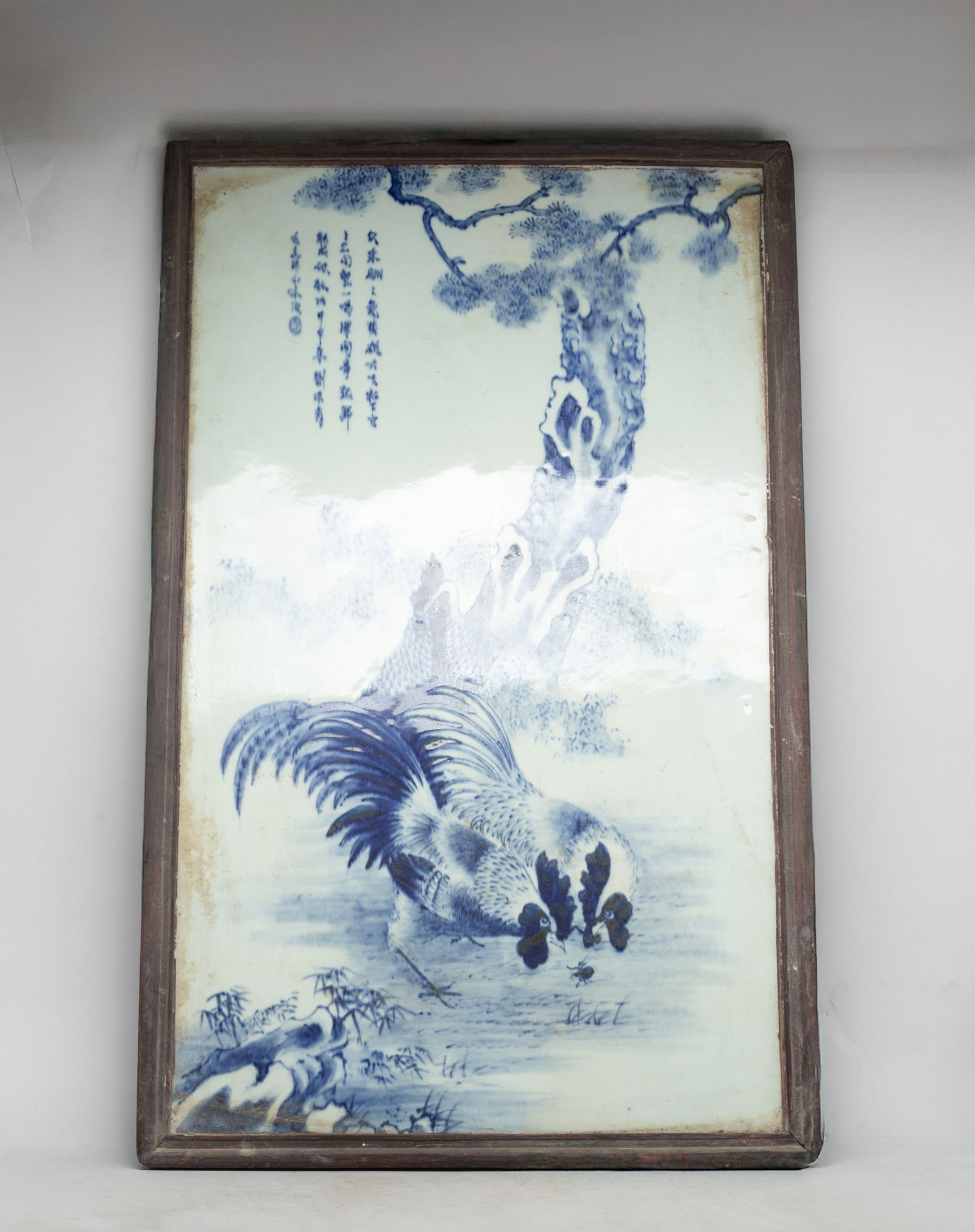 Chinese Wood Inlaid Porcelain Hanging Screen (1 of 12)