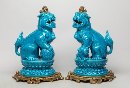 Pair Chinese Export Porcelain Sculptures