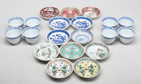Vintage Chinese Export Porcelain Dishes, Cups