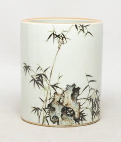 Vintage Chinese Famille Rose Porcelain Brush Pot