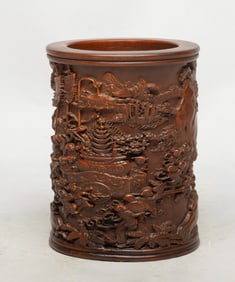Chinese Export Wood Brush Pot