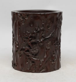 Chinese Wood Carved Brush Pot