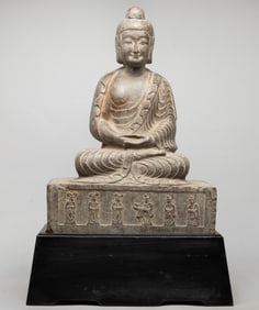 Large Chinese Stone Sculpture of Buddha