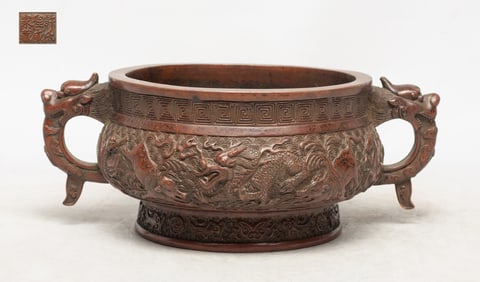 Estate Large Chinese Bronze Used Censer