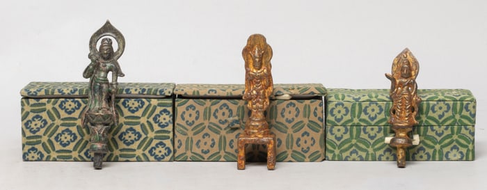 Set Chinese Gilt Bronze Buddha Sculptures