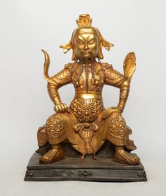 Large Chinese Gilt Bronze Sculpture of Kuandi