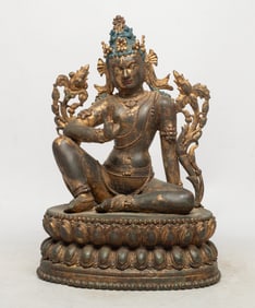 Rare Chinese Painted Bronze Sculpture of Buddha