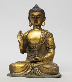 Estate Chinese Gilt Bronze Buddha