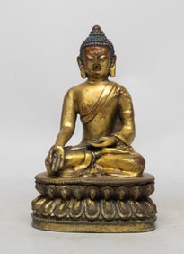 Estate Chinese Gilt Bronze Buddha