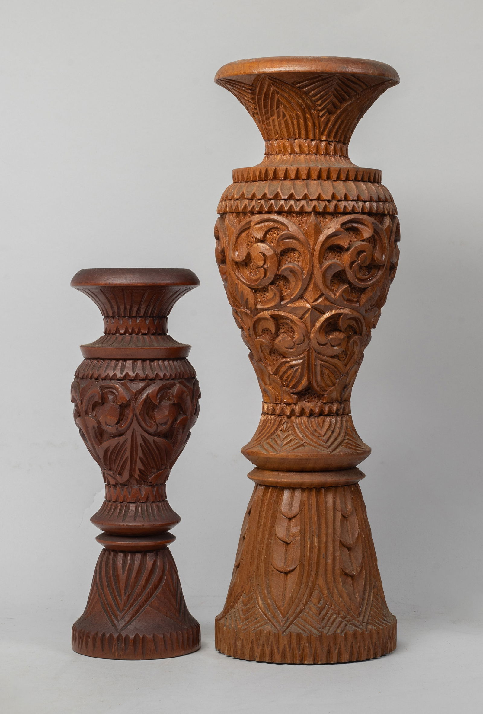 Two Spanish Wood Carved Vases (1 of 14)