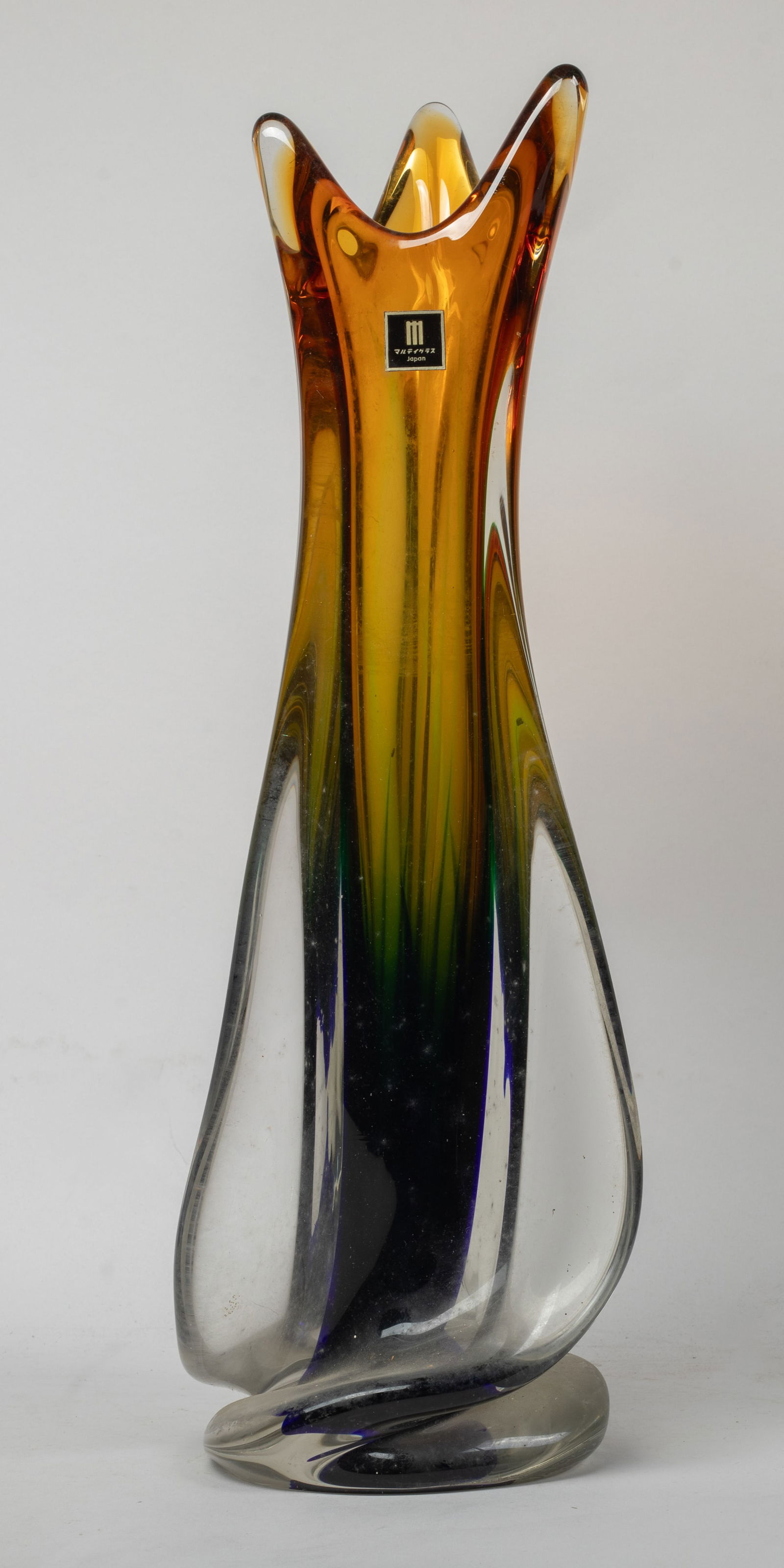 Vintage Tall Japanese Seasons Art Glass Vase (1 of 10)