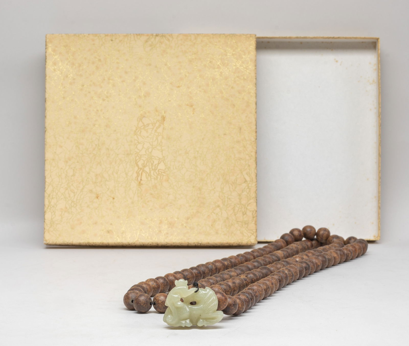 Estate Chinese Agarwood Prayer Beads w/ Jade (1 of 10)