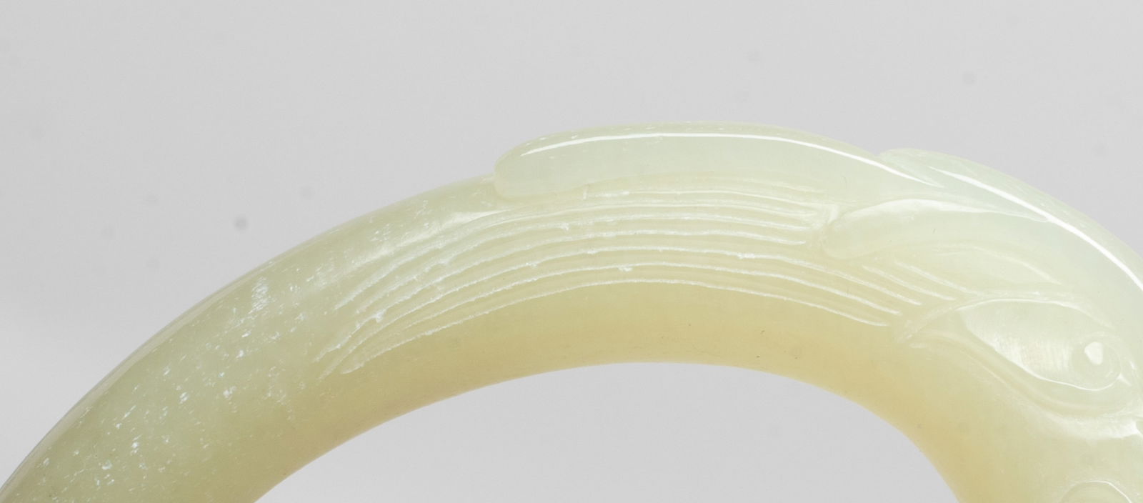 Chinese Export Jade Dragon Bangle - 10