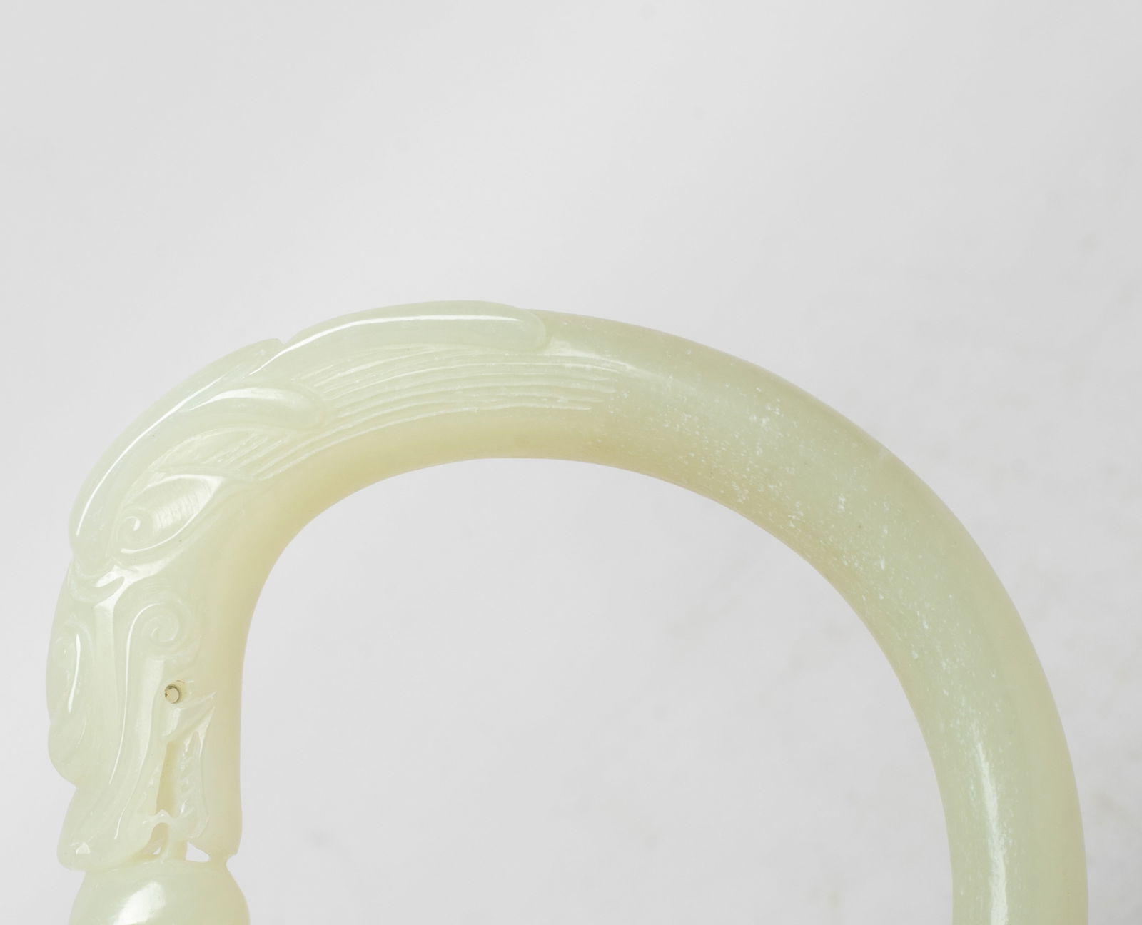 Chinese Export Jade Dragon Bangle - 11