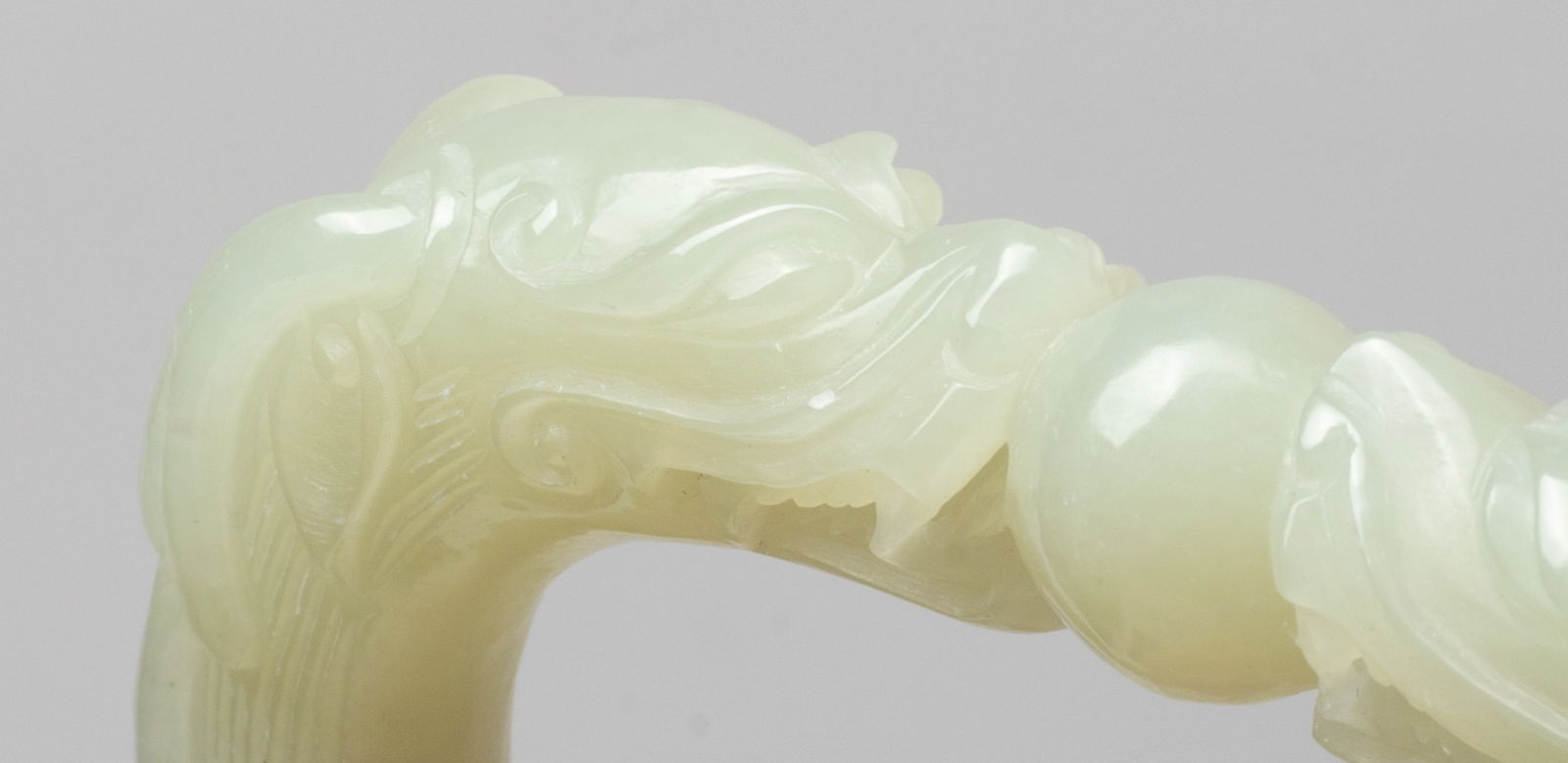 Chinese Export Jade Dragon Bangle - 8