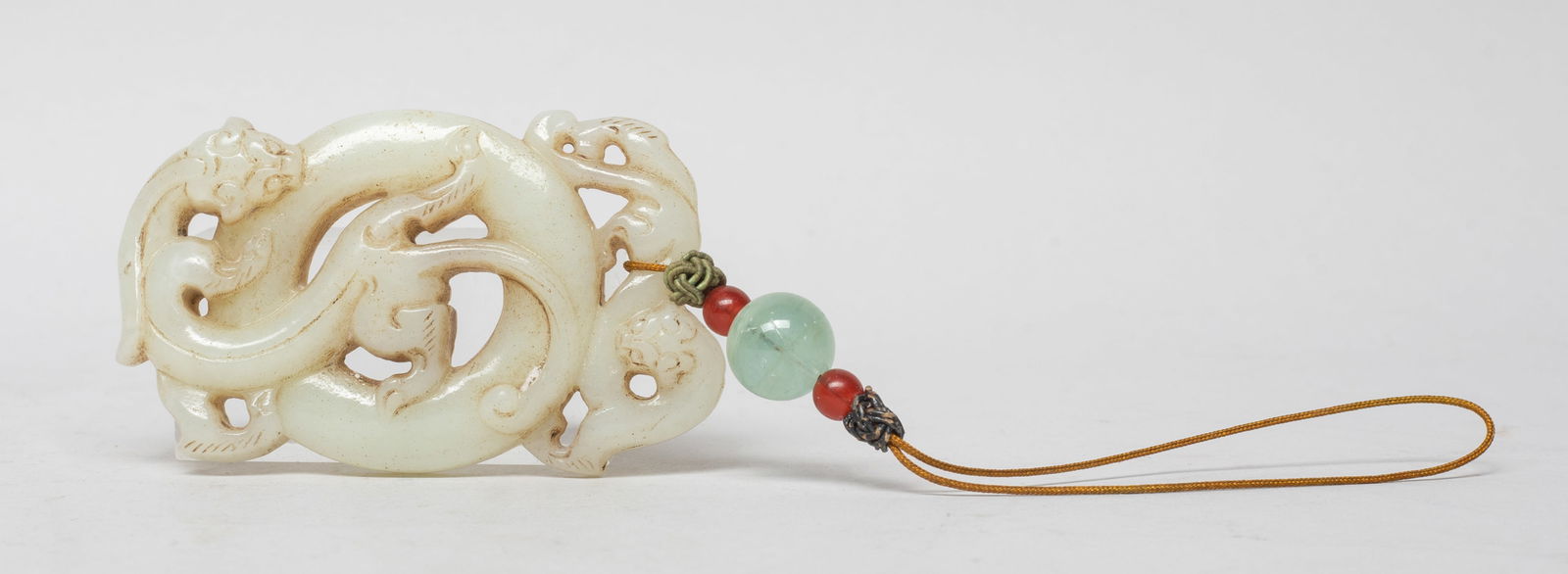 Estate Chinese Jade Pendant w/ Aquamarine Bead (1 of 9)