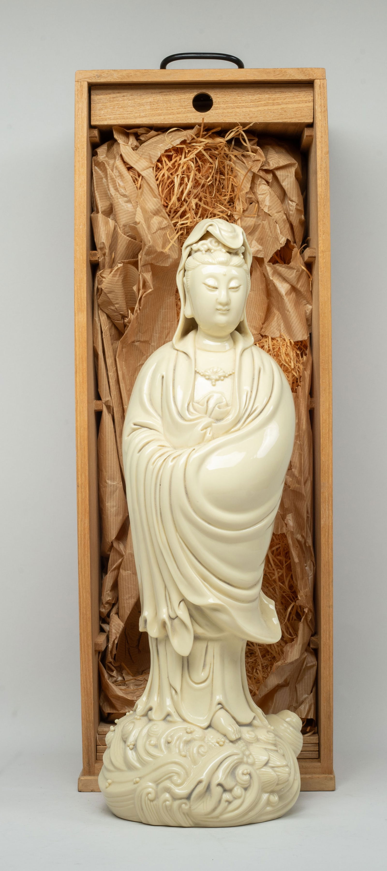 Tall Chinese Blanc De Porcelain Sculpture: The lot is sold in the condition it is in at the time of sale. ALL SOLD AS IS. Preview is available two days before the auction starts. We highly recommend you to reach out to the auction house and in