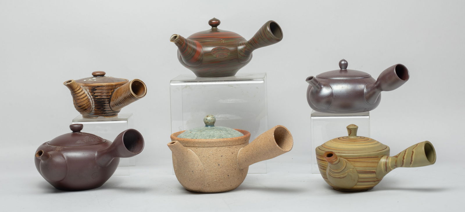 Set Vintage Japanese Clay Tea Pots (1 of 8)