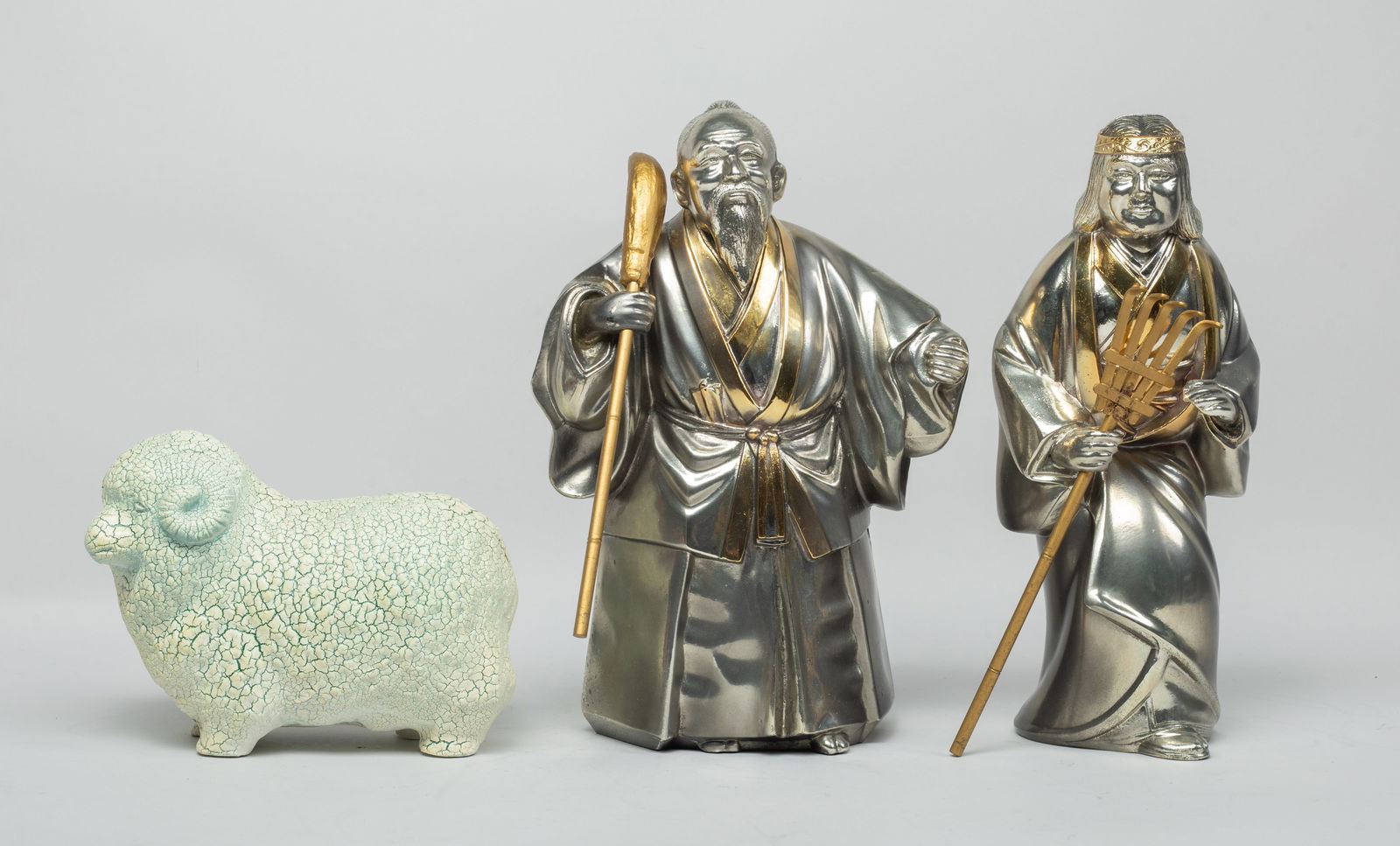 Set Vintage Japanese Taishou Metal Sculptures (1 of 15)