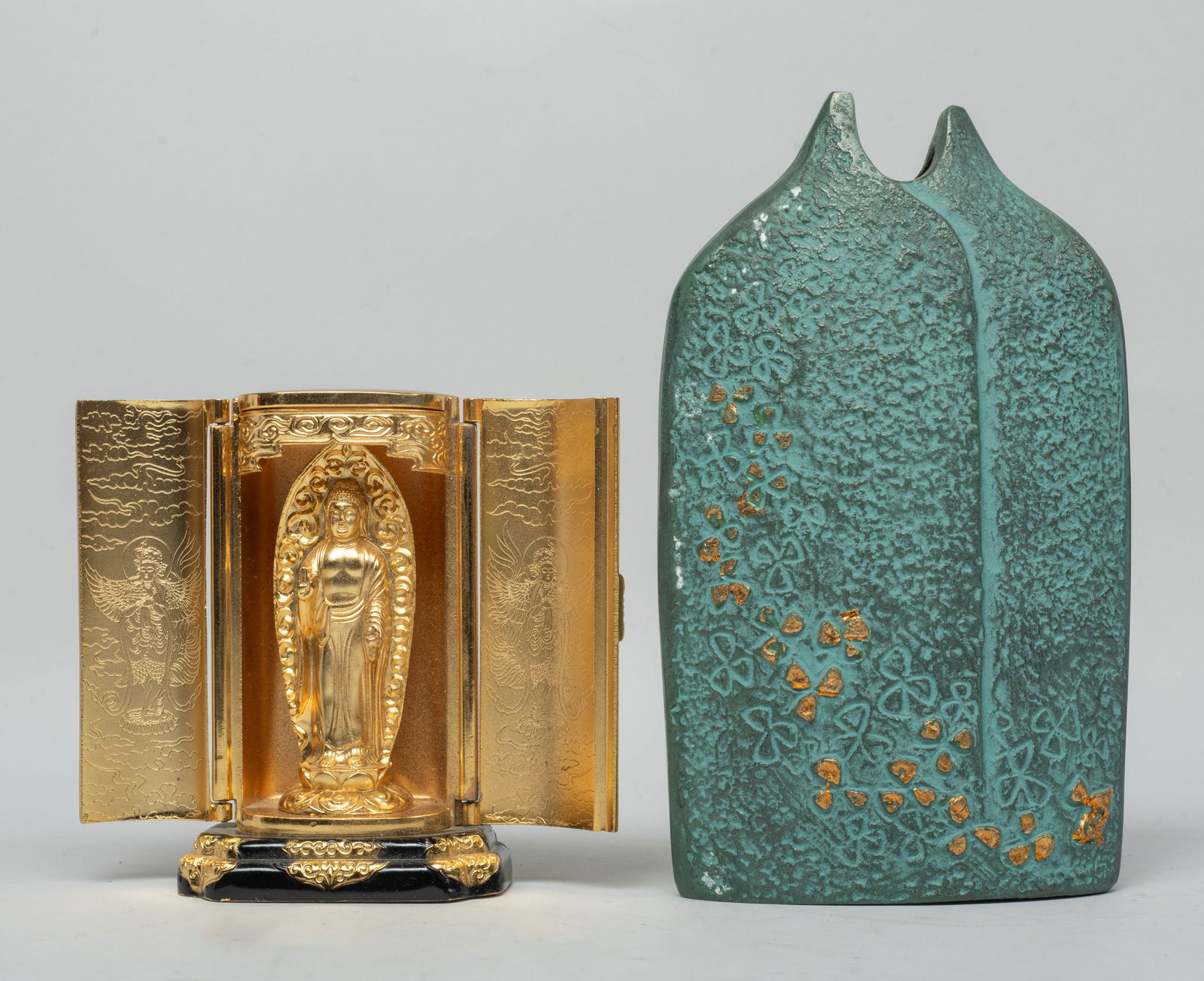 Two Rare Japanese Metal Buddha, Vase (1 of 16)
