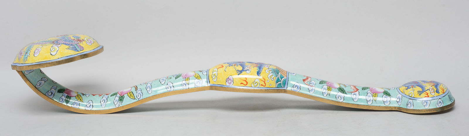 Rare Chinese Enameled on Copper Sculpture of Ruyi (1 of 13)