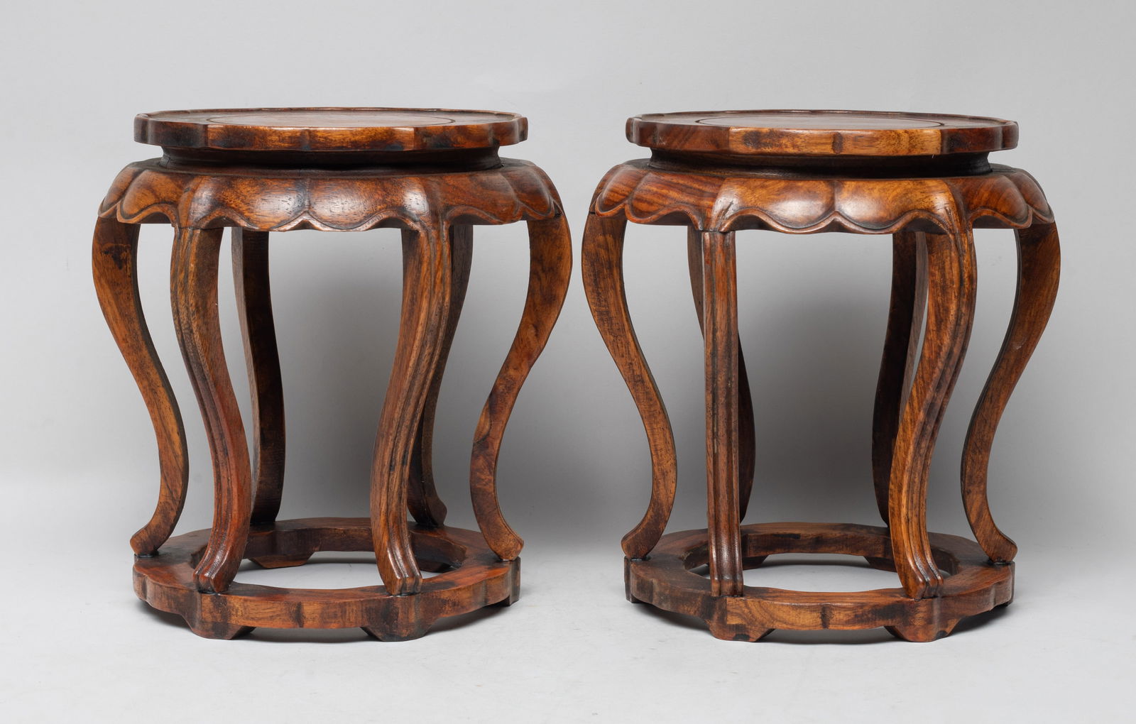 Pair Chinese Wood Carved Tall Table Stands (1 of 9)
