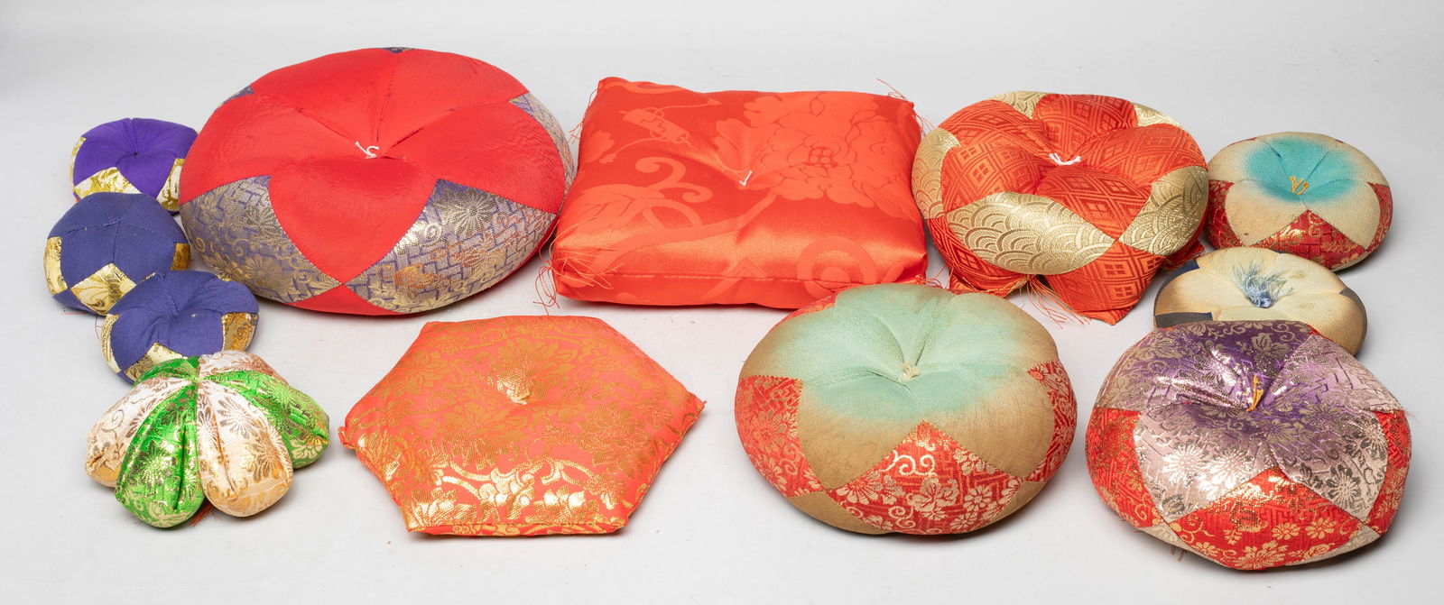 Set Vintage Asian Silk Pillows - 3
