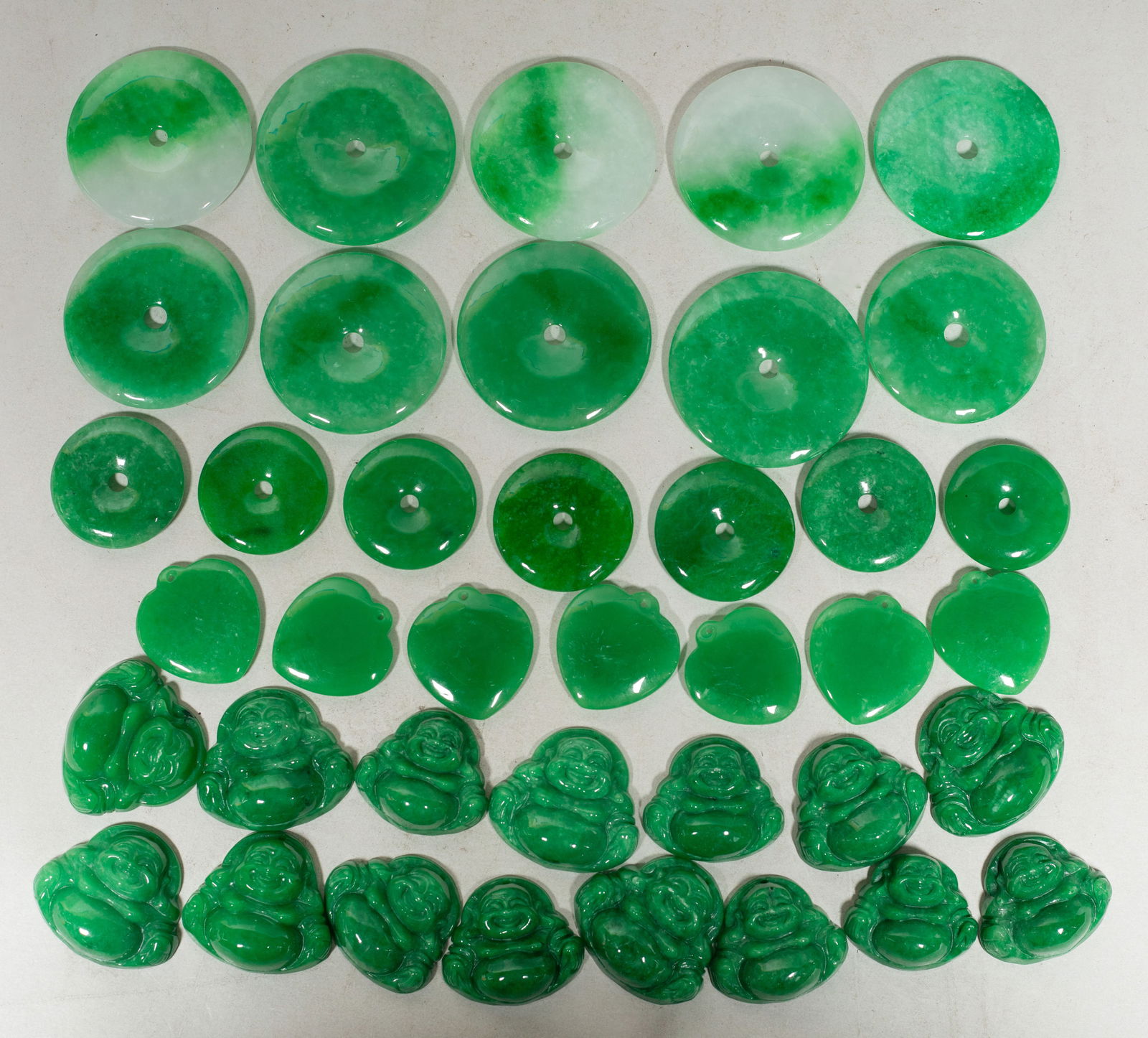 Set Chinese Export Colored Stone Pendants - 2