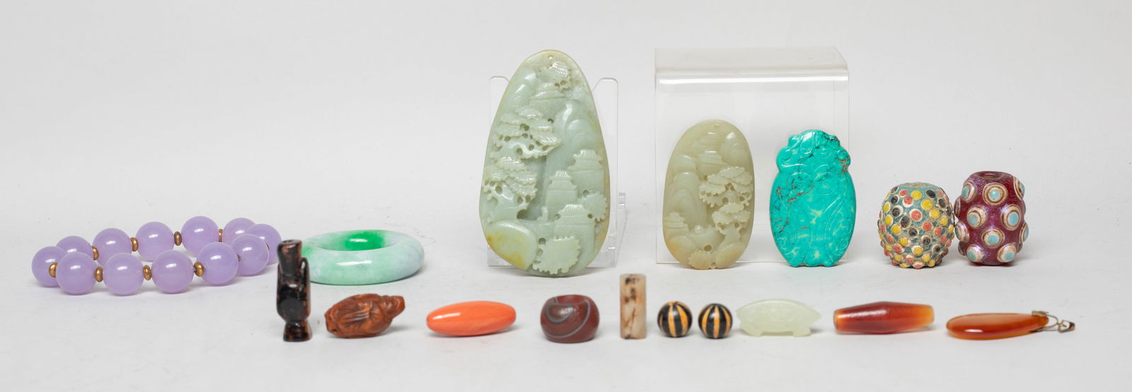 Set Chinese Jade, Stone, Glass Mixed Pieces (1 of 19)