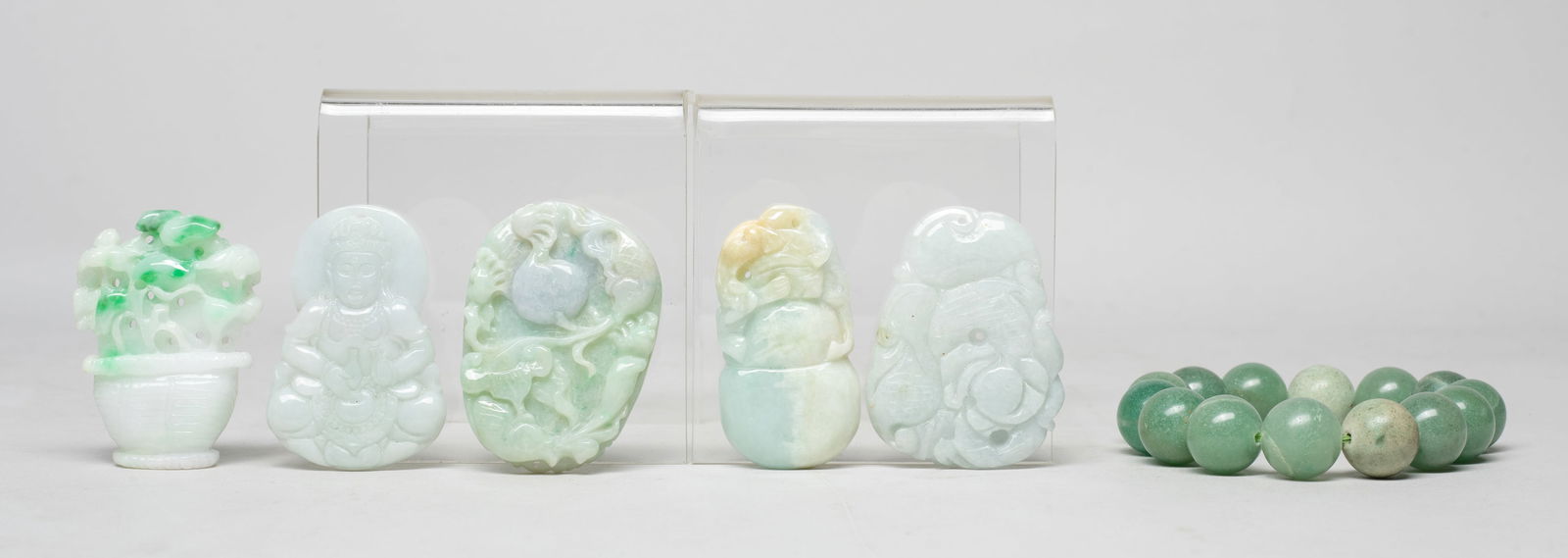 Estate Chinese Export Jade/ Stone Pendants, Beads (1 of 17)