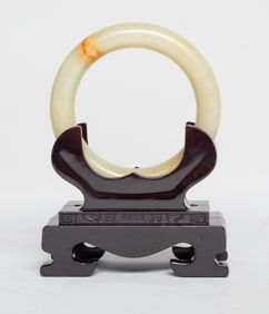 Vintage Chinese Russet Jade Bangle w/ Base