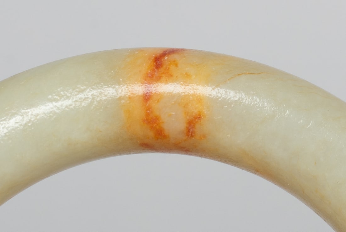 Vintage Chinese Russet Jade Bangle w/ Base - 3