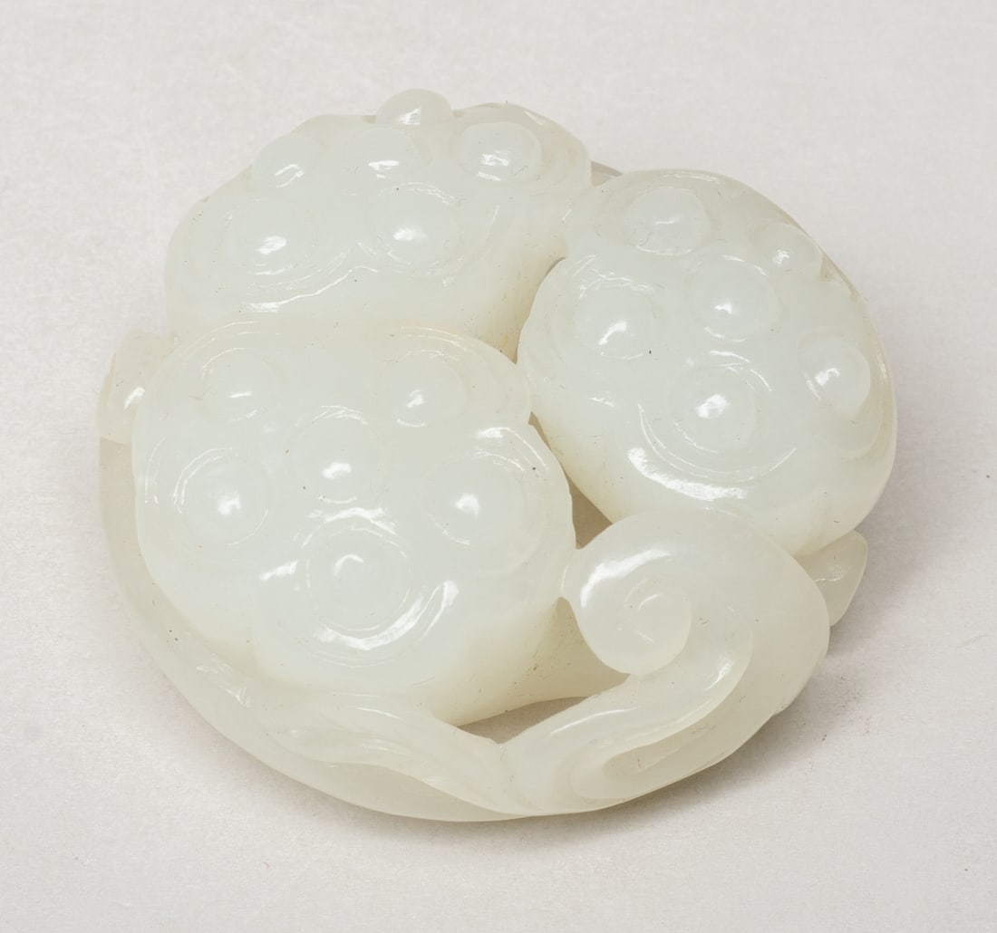 Estate Chinese White Color Jade Lotus Pendant (1 of 10)