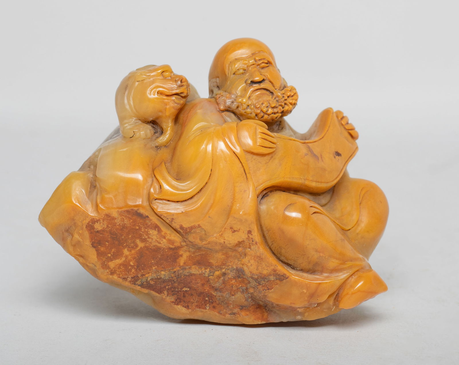 Chinese Shoushan Stone Carved Sculpture of Luohan (1 of 12)