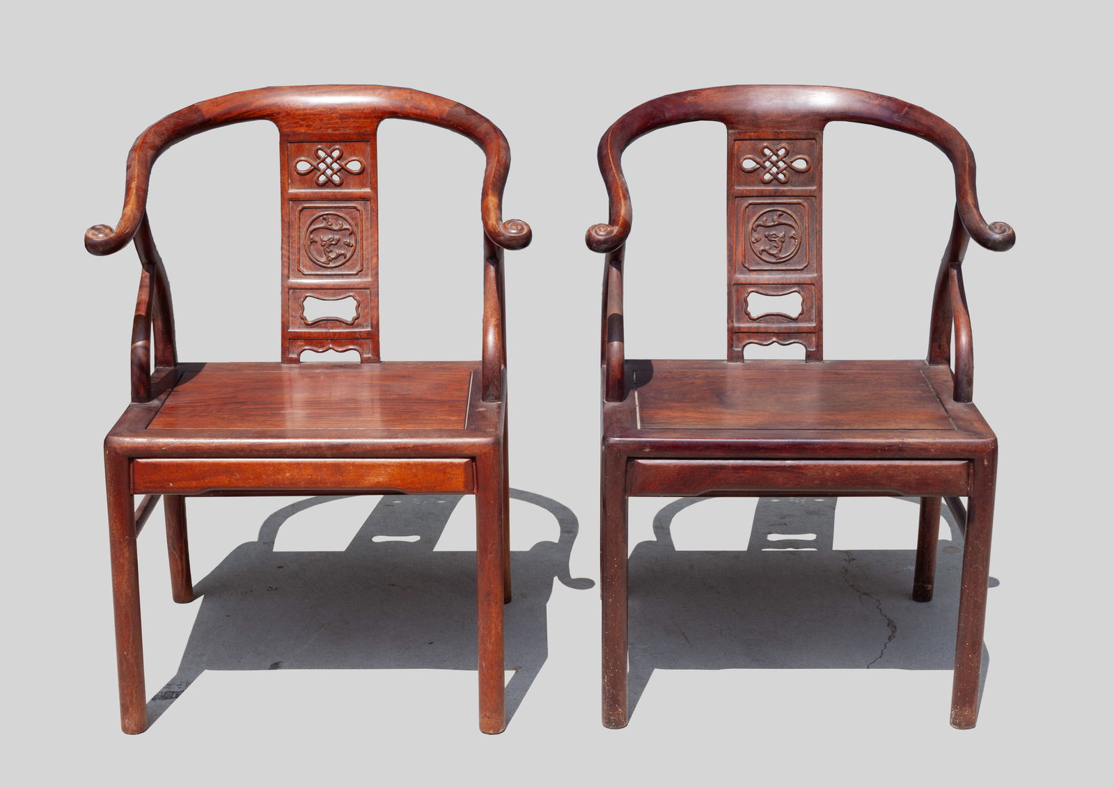 Pair Chinese Wood Chairs (1 of 11)