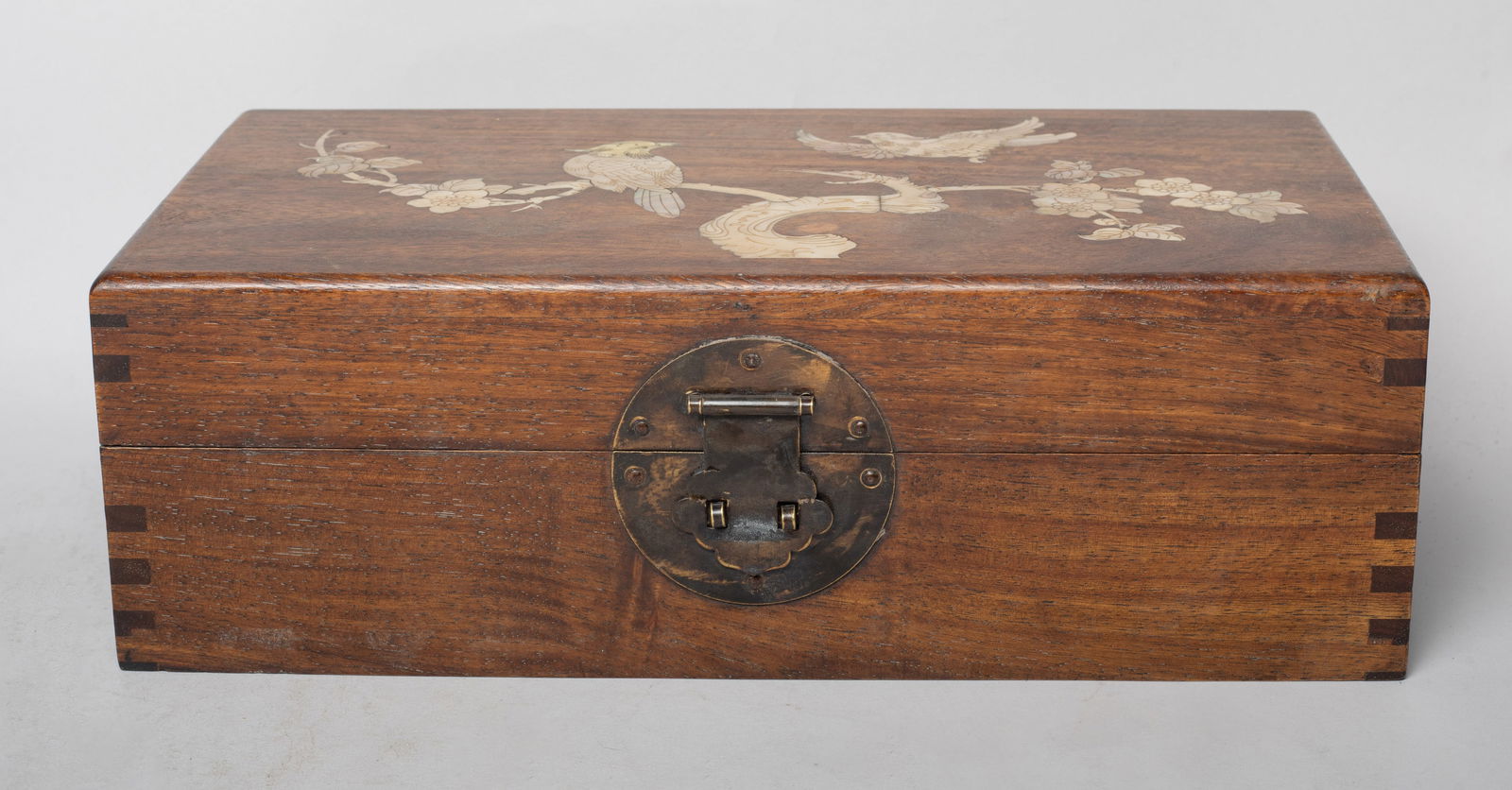 Large Chinese Wood Inlaid MOP Box (1 of 13)